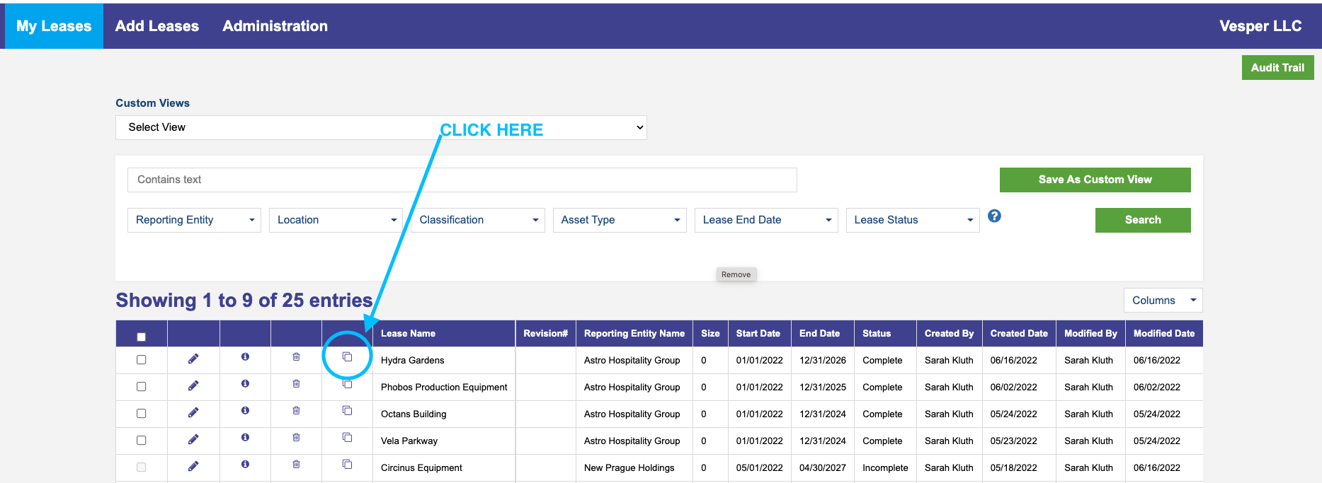 My leases tab