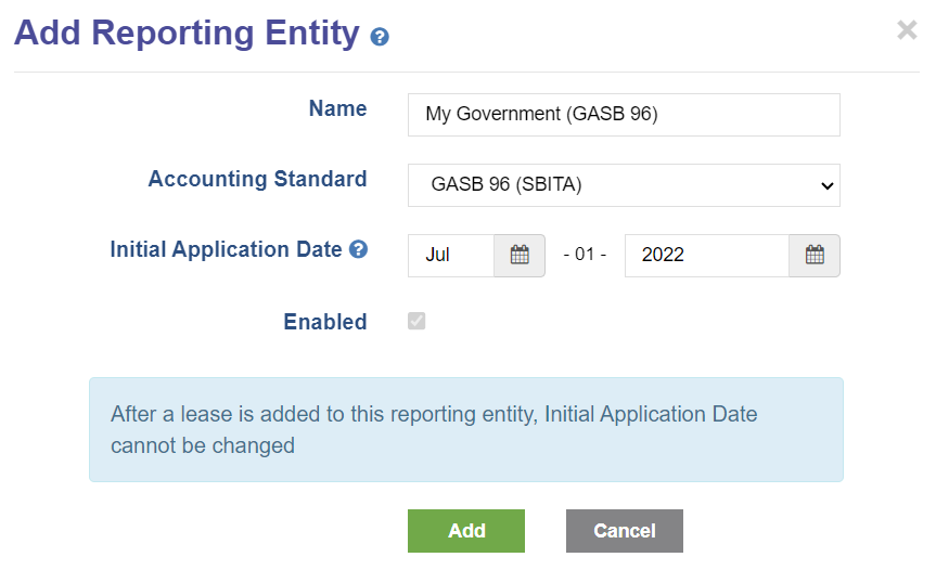 Add reporting entity
