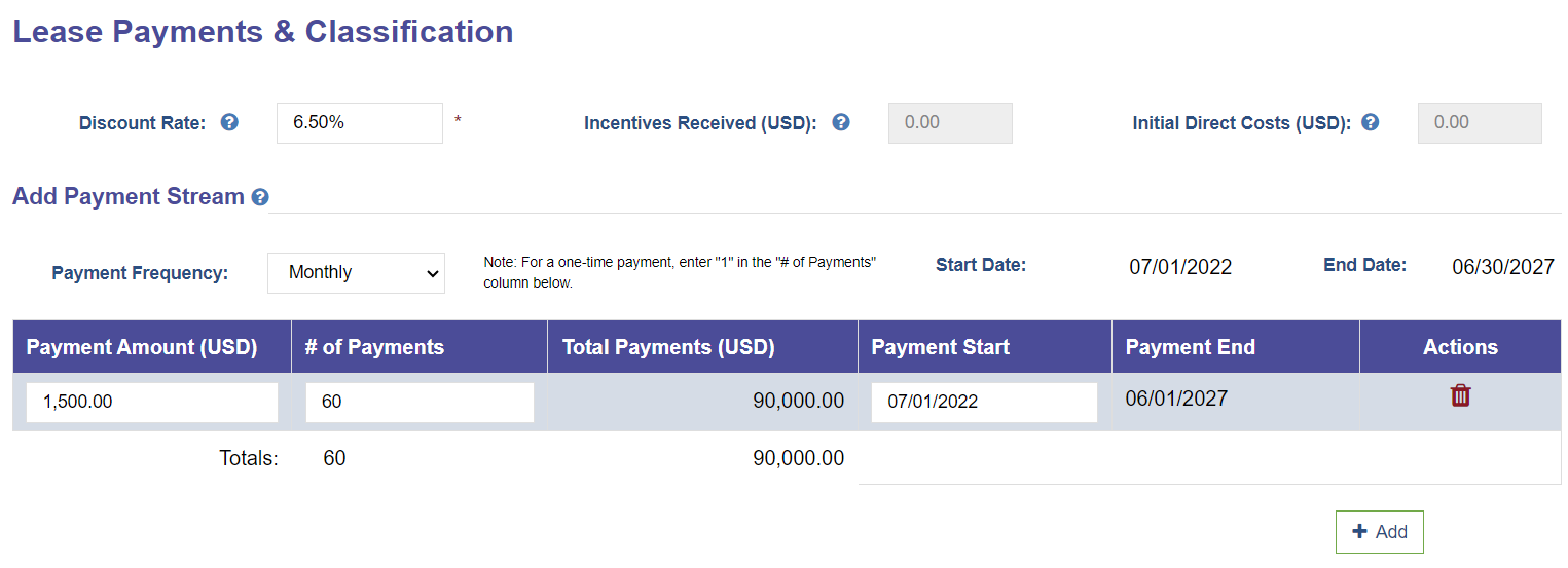 Lease payments and classification