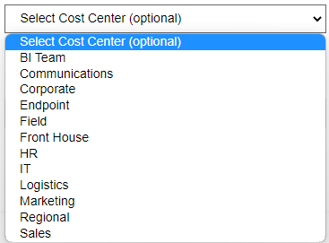 Select cost center